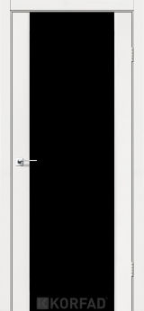 Міжкімнатні двері  Korfad, SR-01, Ясен білий, Триплекс чорний, 8 мм