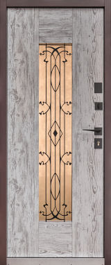 Вхідні двері Форт Нокс "Крафт-Термо" цинк темне дерево+склопакет з ковкою всередині / цинк біле дерево - Изображение 1