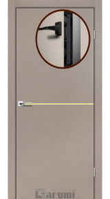 Міжкімнатні двері Darumi Plato PTL-03 (40 мм) Сірий краст, золота вставка+чорна матова кромка - Изображение 2