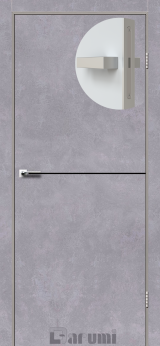 Міжкімнатні двері Darumi Plato PTL-03 (40 мм) Сірий бетон, чорна вставка+алюмінієва кромка