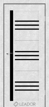 Міжкімнатні двері LEADOR Compania, Бетон білий, Чорне скло