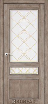 Міжкімнатні двері  Korfad, CL-05 зі штапиком, еш-вайт, Сатін білий + малюнок М2