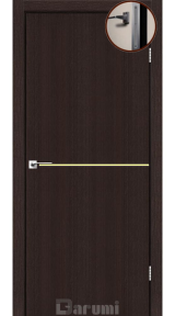 Міжкімнатні двері Darumi Plato PTL-03 (40 мм) Венге Панга, золота вставка+алюмінієва кромка - Изображение 1