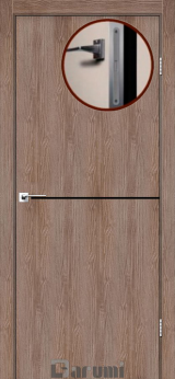Міжкімнатні двері Darumi Plato PTL-03 (40 мм) Горіх Бургун, чорна вставка+алюмінієва кромка - Изображение 1
