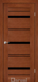 Міжкімнатні двері Darumi Darina (40 мм) Горіх Роял, Чорне скло