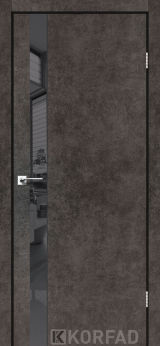 Міжкімнатні двері Korfad, GLP-02 (DSP), лофт бетон, глухі, графіт дзеркало, звичайна кромка