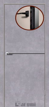 Міжкімнатні двері Darumi Plato PTL-03 (40 мм) Сірий бетон, чорна вставка+чорна матова кромка - Изображение 2