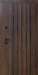 Вхідні двері Qdoors, колекція ПРОТЕКТ, СТРІМ  4 контура,  дуб табак/білий супермат +ДЗЕРКАЛО