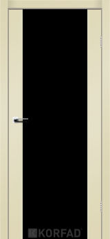 Міжкімнатні двері  Korfad, SR-01, Super Pet магнолія, Триплекс чорний, 8 мм
