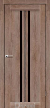Міжкімнатні двері Darumi Stella (40 мм) Горіх Бургун, Чорне скло