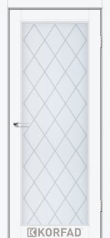Міжкімнатні двері  Korfad, CL-09 зі штапиком, Білий перламутр, Сатін білий + малюнок М1
