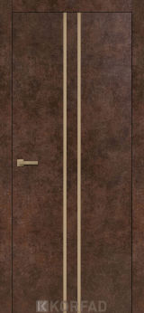 Міжкімнатні двері Korfad, ALP-02(DSP), арт бетон, глухі, вставка алюміній бронза 20 мм,  звичайна кромка