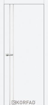 Міжкімнатні двері Korfad, ALP-01(DSP), білий перламутр, глухі, вставка алюміній 8мм,  звичайна кромка