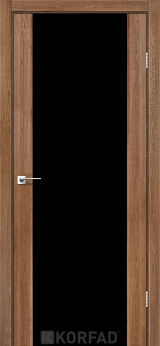 Міжкімнатні двері  Korfad, SR-01, дуб браш, Триплекс чорний, 8 мм