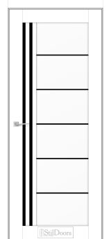 Міжкімнатні Двері StilDoors Vitano (40мм.) Білий Мат (Поліпропілен) Чорне скло