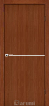 Міжкімнатні двері Darumi Plato PTL-03 (40 мм) Горіх Роял, Нікелева вставка + алюмінієва кромка - Изображение 1