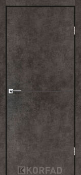 Міжкімнатні двері Korfad, DLP-01(Sota), Лофт бетон, глухі, декоративна чорна вставка, кромка чорна матова