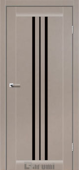 Міжкімнатні двері Darumi Stella (40 мм) Сірий краст, Чорне скло