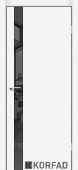 Міжкімнатні двері Korfad, GLP-02 (DSP), білий перламутр, глухі, графіт дзеркало, звичайна кромка