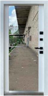 Вхідні двері Qdoors, колекція ПРОТЕКТ, ПЕРФЕКТ  4 контура, антрацит/білий супермат +ДЗЕРКАЛО - Изображение 1