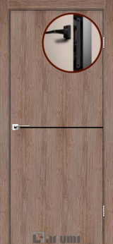 Міжкімнатні двері Darumi Plato PTL-03 (40 мм) Горіх Бургун, чорна вставка+чорна матова кромка - Изображение 1
