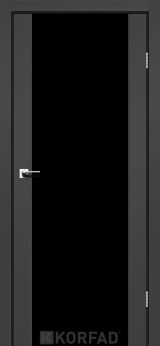 Міжкімнатні двері  Korfad, SR-01, Super Pet антрацит, Триплекс чорний, 8 мм