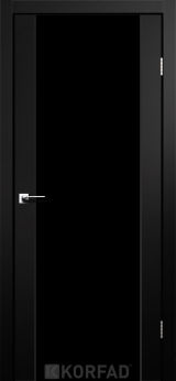 Міжкімнатні двері  Korfad, SR-01, Super Pet чорний, Триплекс чорний, 8 мм
