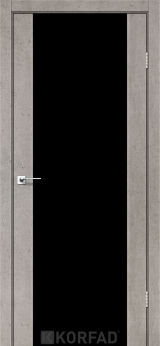 Міжкімнатні двері  Korfad, SR-01, лайт бетон, Триплекс чорний, 8 мм