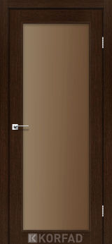 Міжкімнатні двері  Korfad, SV-01, дуб венге, Сатин бронза 8 мм