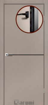 Міжкімнатні двері Darumi Plato PTL-03 (40 мм) Сірий краст, чорна вставка+чорна матова кромка - Изображение 2