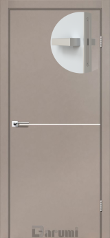 Міжкімнатні двері Darumi Plato PTL-03 (40 мм) Сірий краст, Нікелева вставка + алюмінієва кромка