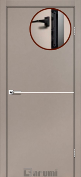 Міжкімнатні двері Darumi Plato PTL-03 (40 мм) Сірий краст, Нікелева вставка+чорна матова кромка - Изображение 2