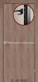 Міжкімнатні двері Darumi Plato PTL-03 (40 мм) Горіх Бургун, Нікелева вставка+чорна матова кромка - Изображение 1