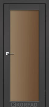 Міжкімнатні двері  Korfad, SV-01, Super Pet антрацит, Сатин бронза 8 мм